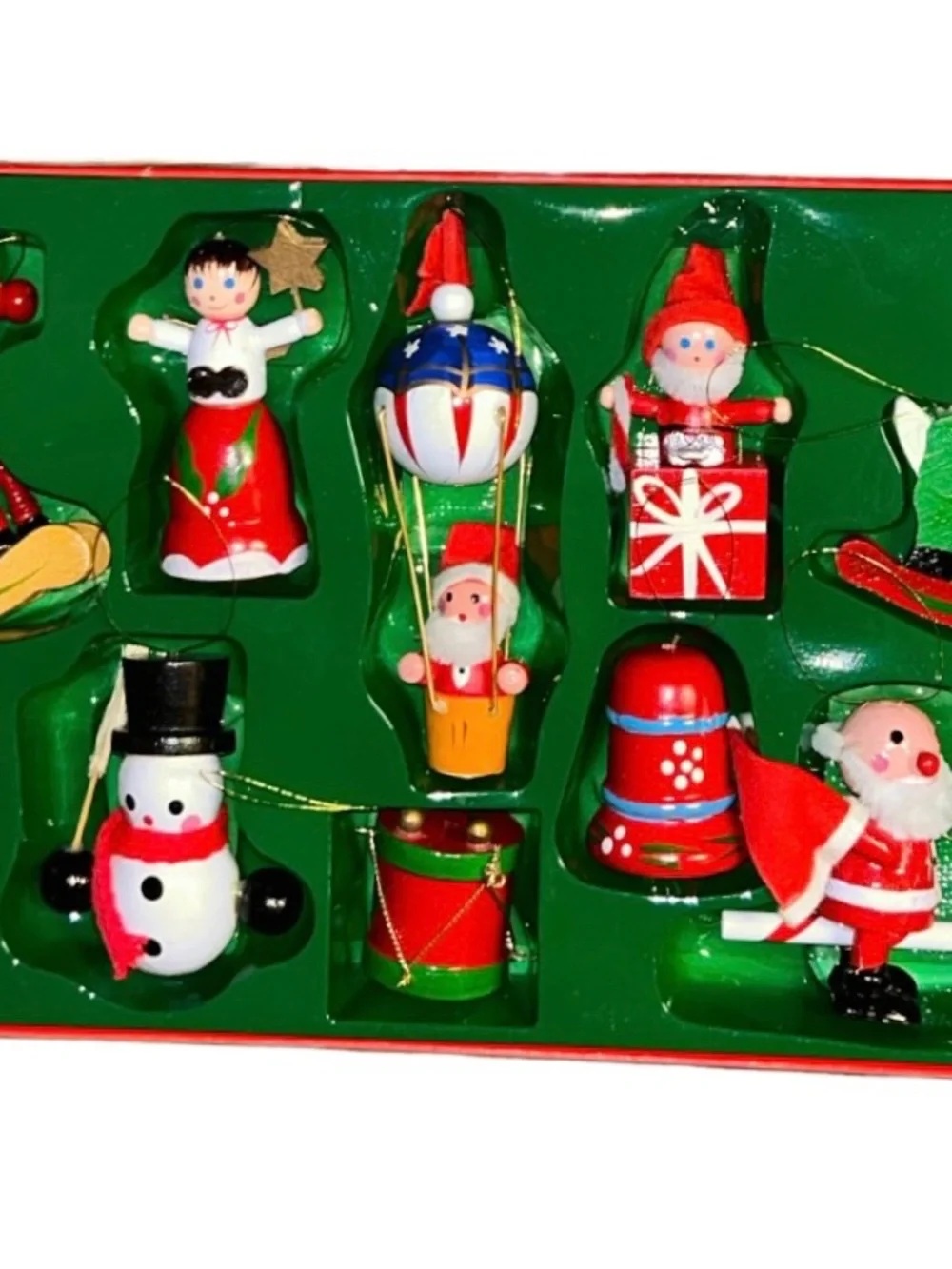 The Christmas Collection ~ Vtg (1985) ~ 10 Pieces Wood Hand Painted Ornament New